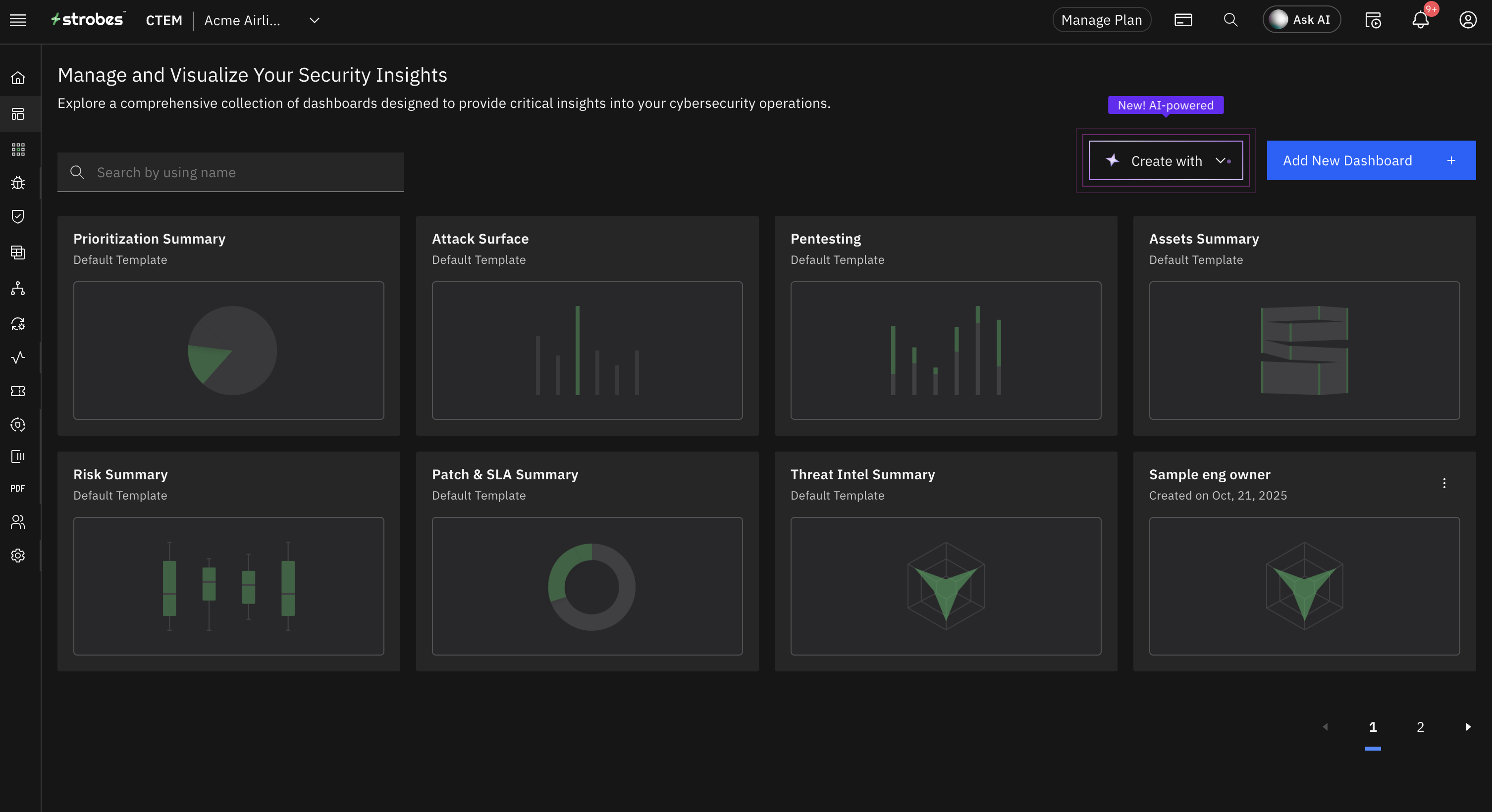 Strobes CTEM platform dashboard